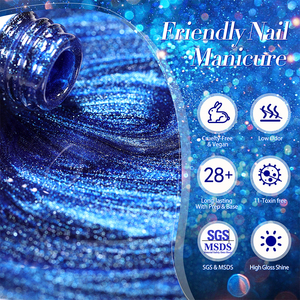 BORN PRETTY Faible MOQ <span class=keywords><strong>Vernis</strong></span> gel magnétique effet œil de chat bleu cristal, bleu profond, pailleté et scintillant pour nail art - Product Image 6