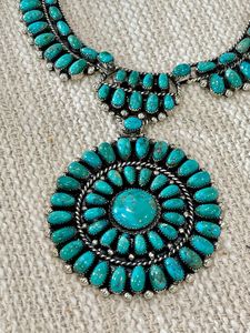 Magnifique ensemble collier et boucles d'oreilles en argent sterling et turquoise fait main - Product Image 3