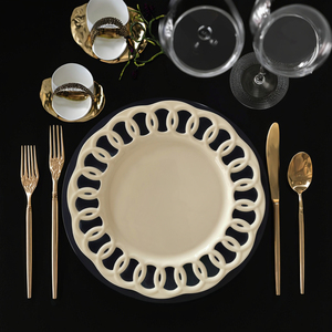 Assiette creuse en porcelaine fine SONYA, motif gaufré, style américain, pour desserts, vaisselle occidentale - Product Image 3