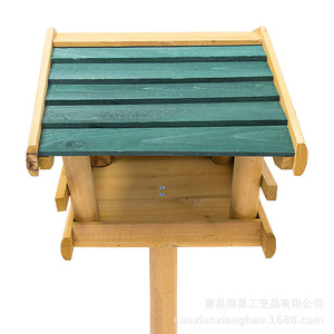 Solid Wood <b>Standing</b> <b>Bird</b> Feeder Outdoor Wooden Birdhouse Natural Color For Parks And Backyard - Product Image 4