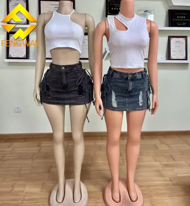 Mùa Hè Xu Hướng Quần Jean Quần Short Màu Xanh Denim Băng Hàng Hóa Váy Nữ 2024 Mới Cổ Điển Mỏng Phù Hợp Với Jean Váy Với Túi Cho Phụ Nữ