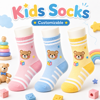 Chaussettes pour bébé personnalisées à rayures, chaussettes en coton pour enfants, respirantes, motif animal de dessin animé, chaussettes décontractées pour tout-petits, antibactériennes