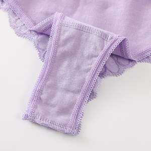 Bragas de cintura baja con costuras de encaje, bragas transpirables no tejidas para mujer, calzoncillos clásicos diarios de moda y cómodos - Product Image 4