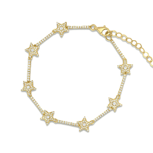 Pulsera de Tenis con Estrellas Gemnel, Plata 925, Pulsera de Estrellas con Circonitas Cúbicas y Extensor, Joyería Brillante para la Noche - Product Image 1