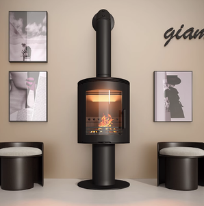 Calentador de Chimenea Circular de Vidrio Personalizado de Alta Gama. Chimenea de leña para uso doméstico, ideal para villas, nueva chimenea interior para leña. - Product Image 2