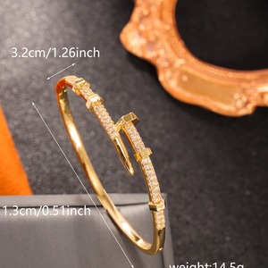 Geometric Charm <b>Bracelet</b> <b>Copper</b> Plated Micro Insert 15G Gift Jewelry Summer 2024 - Product Image 2