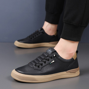 Mocassins en cuir de vachette pour hommes, bout rond, à enfiler, semelle extérieure en caoutchouc, semelle intermédiaire en EVA, chaussures décontractées toutes saisons - Product Image 3