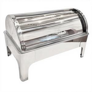 Chauffe-plats électrique en acier inoxydable, chauffe-plats carré, conservation de la chaleur, couvercle rabattable, couvercle à roulettes, <span class=keywords><strong>buffet</strong></span> commercial - Product Image 1