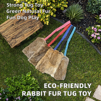 Jouet à tirer en fourrure de lapin véritable, écologique, durable et interactif pour grands chiens