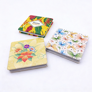 Custom Logo Korean Folding Magnifying Compact PU Leather <strong>Mirror</strong> Frame Aluminium <strong>Square</strong> Portable Mini Small Pocket Makeup <strong>Mirror</strong> - Product Image 5
