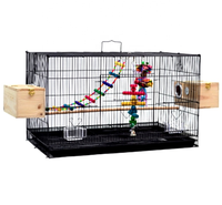 Cage à oiseaux en fer forgé de grande taille avec support roulant pour perroquets, calopsittes, conures, perruches et canaris