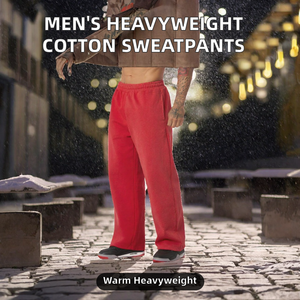 Custom Men's Heavyweight Cotton Sweatpants High Waist Drawstring Street Style <b>Winter</b> <b>Trousers</b> - Product Image 2