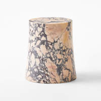 Table d'appoint cylindrique en marbre breccia violet naturel sur mesure, table basse en marbre rose moderne, table à boisson en marbre rose
