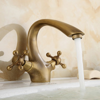 Robinet de lavabo monocommande en laiton antique, mitigeur chaud/froid avec cartouche en céramique pour lavabo de salle de bain et projets de meubles-lavabos