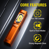 Lampe torche LED portable ultra-mince à double commande, magnétique, RVB COB, rechargeable pour le camping en extérieur et la réparation automobile