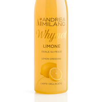 Vinaigre balsamique liquide aromatisé à la crème de citron italienne de qualité supérieure, prêt à l'emploi, par Andrea Milano, bouteille PET de 150 ml