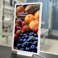 Reproductor de publicidad LCD multiformato de 15.6 pulgadas, etiqueta de precio digital, compatible con video, imagen y página web, para tiendas de té con leche, etiqueta inteligente para estantes.