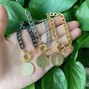 Pulsera de eslabones cubanos, brazalete de Metal con cierre <span class=keywords><strong>San</strong></span> Benito, cadena cubana, barata, precio competitivo, 2021 - Product Image 2