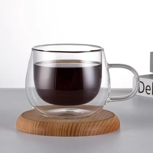 Verres à double paroi isolés en borosilicate de 150 ml et 300 ml, tasses à café avec poignée pour thé à bulles, jus, café, eau - Product Image 4