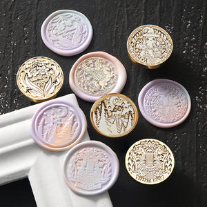 Sceaux de cire à cacheter Suidis, 3 cm, ronds en cuivre, décoratifs pour enveloppes - Product Image 1