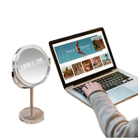 Miroir de maquillage LED rotatif à écran tactile, rotation à 360 degrés, cosmétique, sans pliage, portable, de poche, avec 30 lumières LED