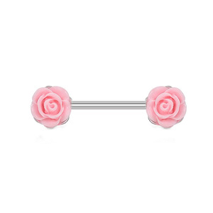 Nuevos Anillos de Acero Inoxidable Rosa para Pezones, Venta al por Mayor, Diseños Exquisitos de Corazón y Rosa, Piercings Corporales con Colgantes de Zirconia - Product Image 6
