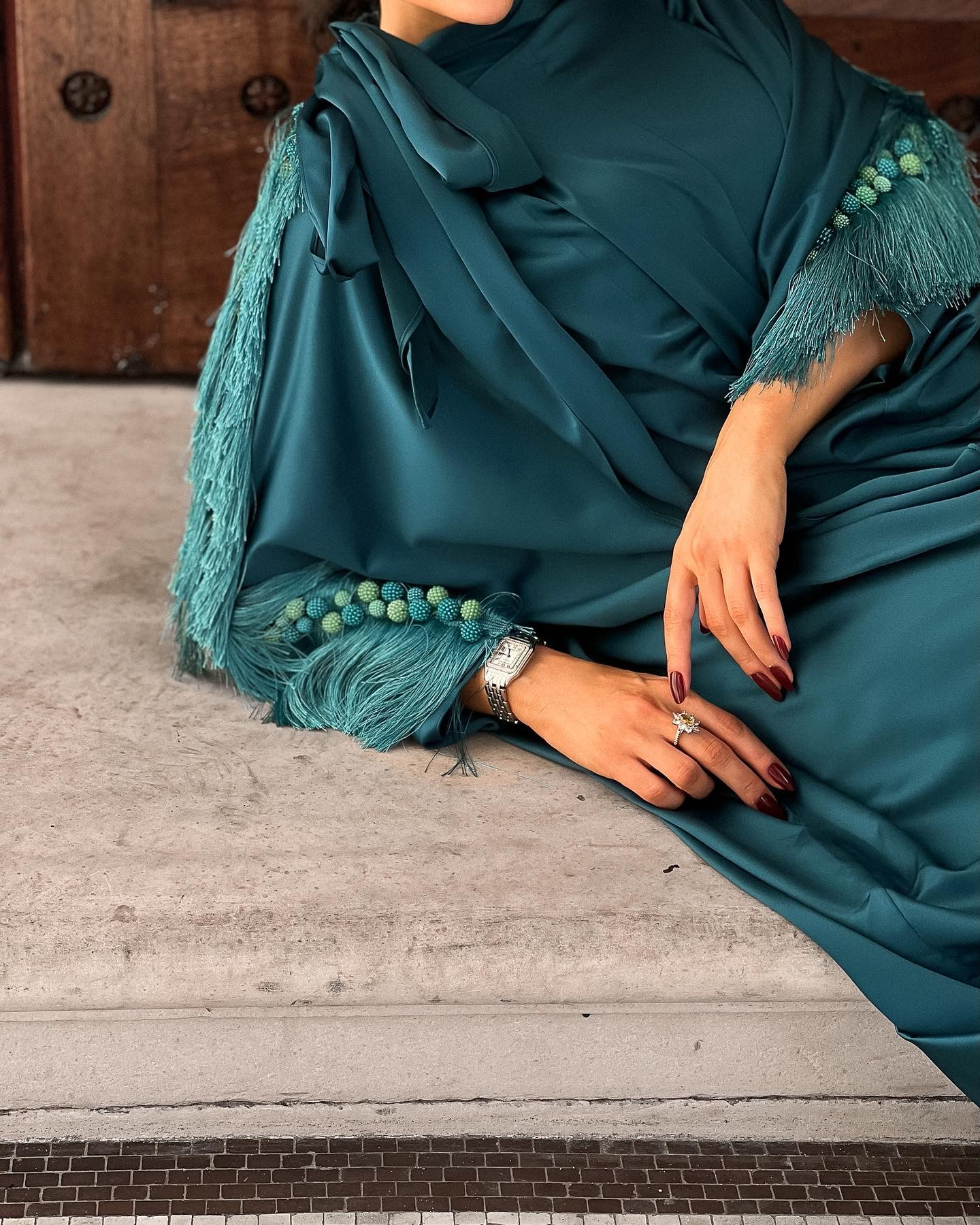 dark green eid dress Eid Dress Doris Embroidery Caftan Kaftan Dress #25464 – Urgarment main image 0