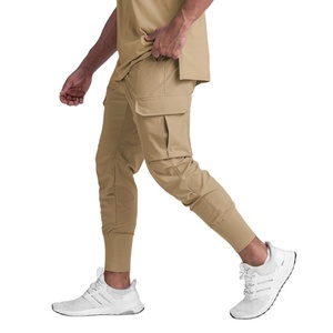 Wholesale Custom Logo Zipper Pockets <b>Joggers</b> Nylon Spandex Stretch Grey <b>Cargo</b> Running Pants <b>Joggers</b> for <b>Men</b> - Product Image 2