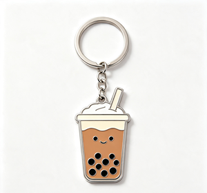 Custom Zinc Alloy Enamel Boba Milk Tea Keychain Metal Key <b>Ring</b> Souvenir Gift - Product Image 3