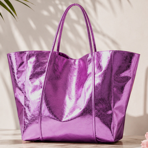 Borsa da Spiaggia Grande di Lusso OEM per Donna, Finitura Metallizzata, Impermeabile, con Logo e Motivo Personalizzabili - Product Image 3
