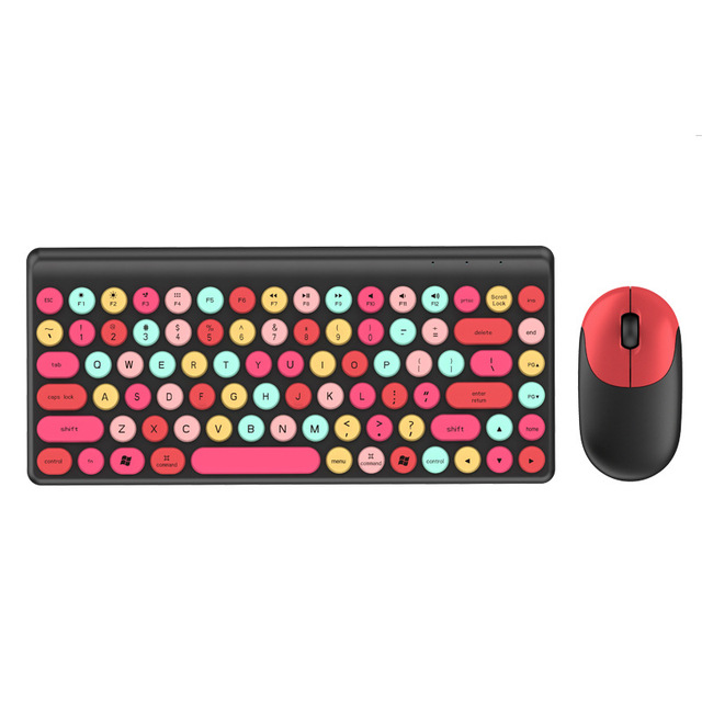 Wireless Color-Block Keyboard Mouse Set W10 Lipstick-Red New Year Gift Box Punk Keycaps Ergonomic Plug-and-Play 2.4G Combo
