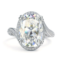 Bague en argent 925 avec moissanite étincelante couleur D, taille coussin brillant 10 carats, testée et approuvée, pour mariage, bijoux fins