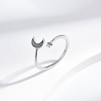 Großhandel Plata 925 Sterling Silber Mond Stern Fingerring Casual Gravur Naturstein Niedliche Muschel Verstellbare Ringe für Frauen