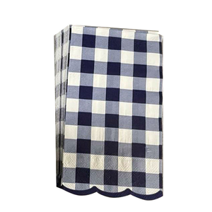 Biologisch Abbaubare Blau-Weiße Gingham Dreischichtige Papierservietten mit Wellenkante Tischdekoration für Hotel Valentinstag Halloween - Product Image 3