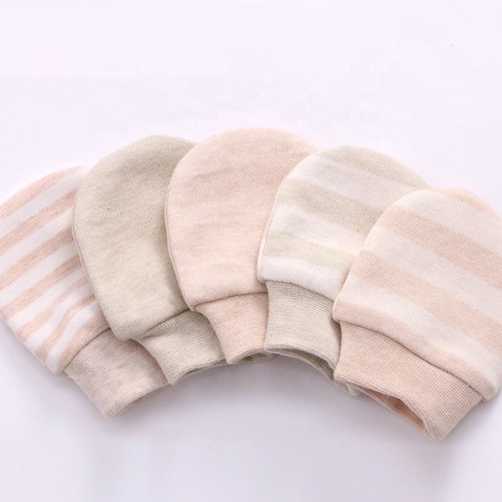 Производство Гуанчжоу, пользовательский сертификат, 100% органический хлопок, зимние теплые варежки для новорожденных с защитой от царапин