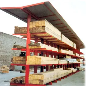 頑丈なスケールを備えた木材合板収納スチールカンチレバーラック