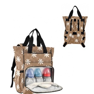 Hawaii Diaper <b>Backpack</b> <b>Brown</b> Tiare Flower Print Custom Design Baby Bags Women Waterproof Travel Diaper <b>Backpack</b> for Mom - Product Image 1