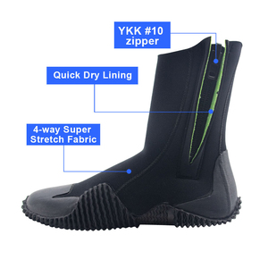 מגפי ניאופרן בצבע שחור, סוליה וולקנית, עמידים למים, נגד החלקה, בטנה תרמית או ייבוש מהיר, יוניסקס, לשימוש בחוף, לכל עונות השנה - Product Image 6