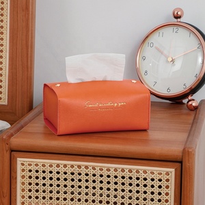 PU Leather Tissue <b>Box</b> Holder Print Rectangular Foldable Napkins Container for Living Room Bedroom Car Home Office - Product Image 5
