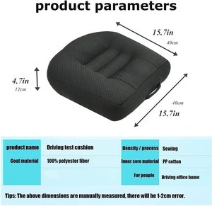 Cojín elevador de altura para asiento de <span class=keywords><strong>coche</strong></span>, cojín portátil de malla transpirable con soporte lumbar para camiones A4, SUV y sillas de oficina - Product Image 5
