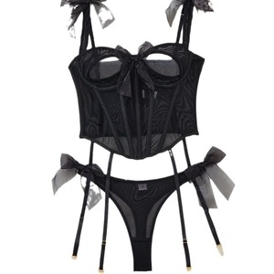 Прозрачное Сетчатое нижнее белье с бантом прозрачная рыболовная сетка на шнуровке боди-стринги сексуальное женское нижнее белье - Product Image 5