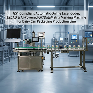 Machine de marquage laser automatique en ligne avec contrôle EZCAD et prise en charge IA |   Codeur QR/DataMatrix conforme à la norme GS1 pour ligne d'emballage de boîtes laitières - Product Image 3