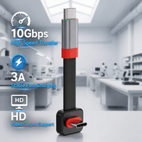 Kabel Ekstensi USB-C FPC 60mm 90 Derajat OEM Grosir, Anti-Putus, Fleksibel, 10Gbps 3A Pengisian Cepat, Cangkang Aluminium Ganda