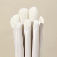 Ensemble de 7 pinceaux à maquillage pour les yeux en poils de chèvre naturels beiges, étiquette privée, luxe, haute qualité, logo personnalisé