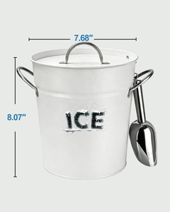 Bộ làm mát rượu bằng kim loại trắng phong cách cổ điển, phụ kiện phục vụ tiệc tùng, xô đá mạ kẽm kèm muỗng và nắp đậy cho mùa hè - Product Image 2