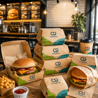 Scatola per Hamburger in Carta Kraft Personalizzabile, Confezione da Asporto per Marchi Alimentari, Scatola per Burger e Patatine HONPAK