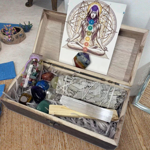 7 Chakra Seleniet Kristal Wens Fles Set-Gouden Genezer Energie Genezing Tuimelende Stenen Voor Meditatie & Yoga - Product Image 4