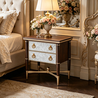 Table de chevet miroir de luxe léger, meuble de chambre en bois massif, table basse pour salon