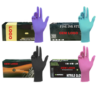 Gants en nitrile sans poudre pour le nettoyage, bleus, blancs, noirs, roses, pour salons de beauté, maquillage, tatouage, vinyle – Vente en gros