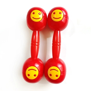 Wholesale Smiley Face Plastic <b>Dumbbell</b> Hand Shake Bells Orff Percussion Instrument For Kids Morning Exercise - Product Image 2